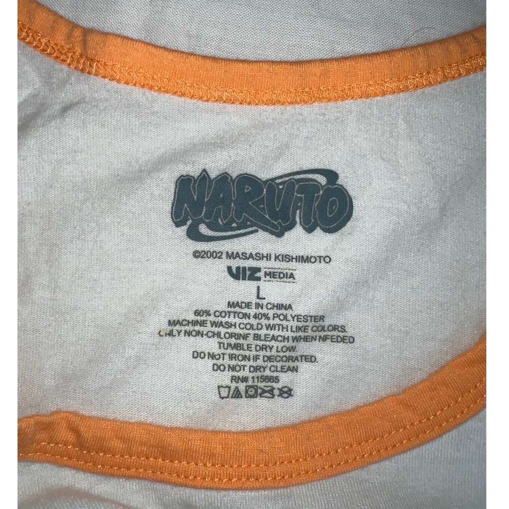 Naruto Shippuden Graphic Tank Top Mens Large White Orange Ringer Anime Viz Media - Picture 3 of 7